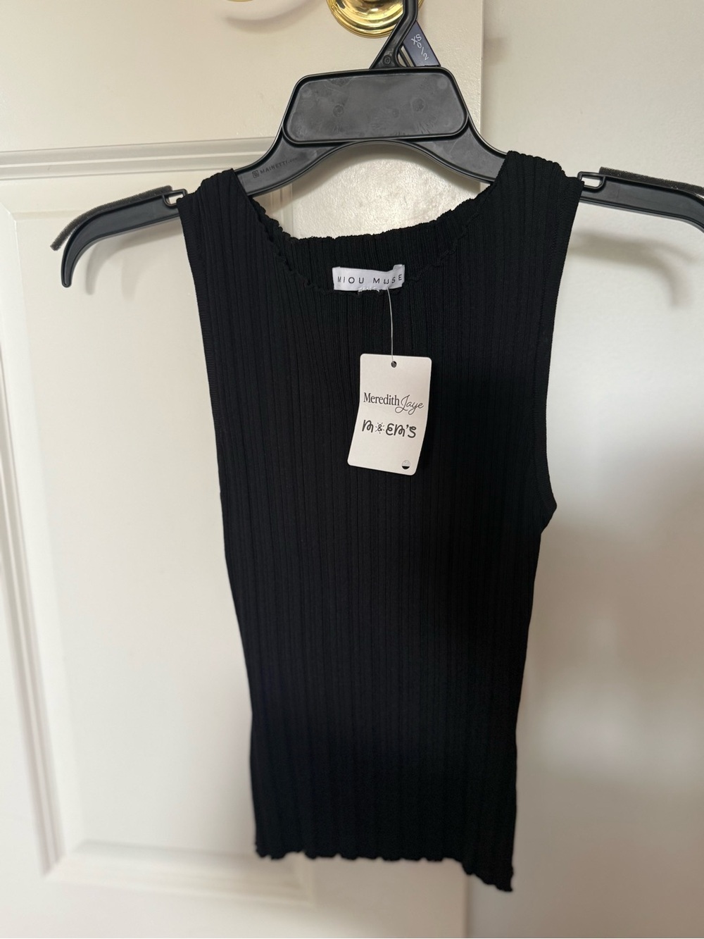 Miou Muse Black Ribbed Tank Top - Tag Attached